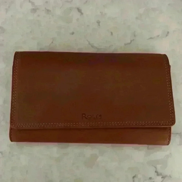 Rolfs genuine tan leather front flap wallet - Picture 1 of 8